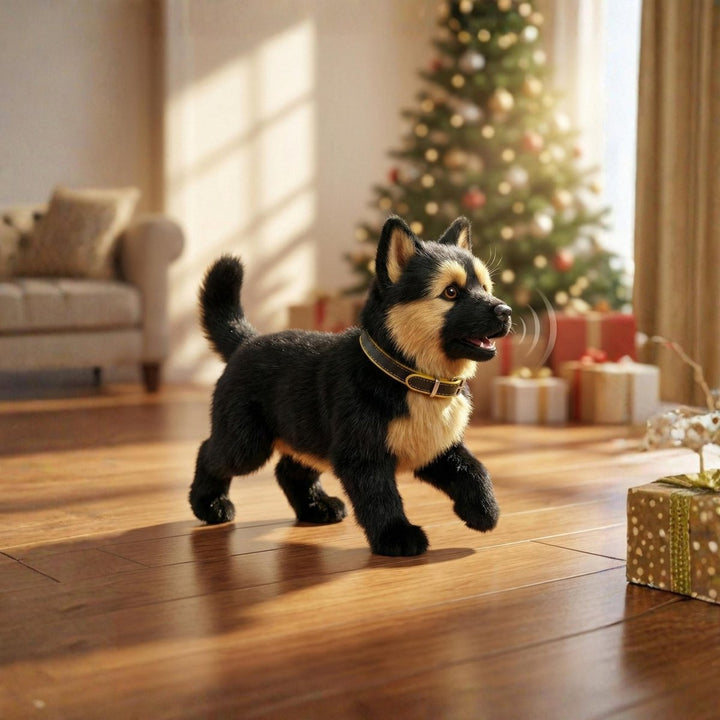 Jouet de Chiot Berger Allemand Réaliste – Animal Électronique Interactif avec Marche, Aboiement & Queue qui Remue