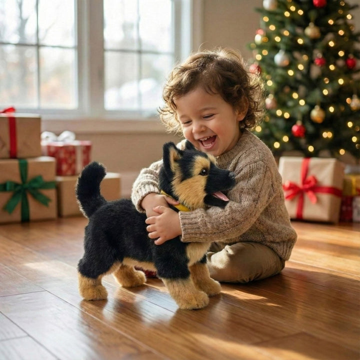 Jouet de Chiot Berger Allemand Réaliste – Animal Électronique Interactif avec Marche, Aboiement & Queue qui Remue