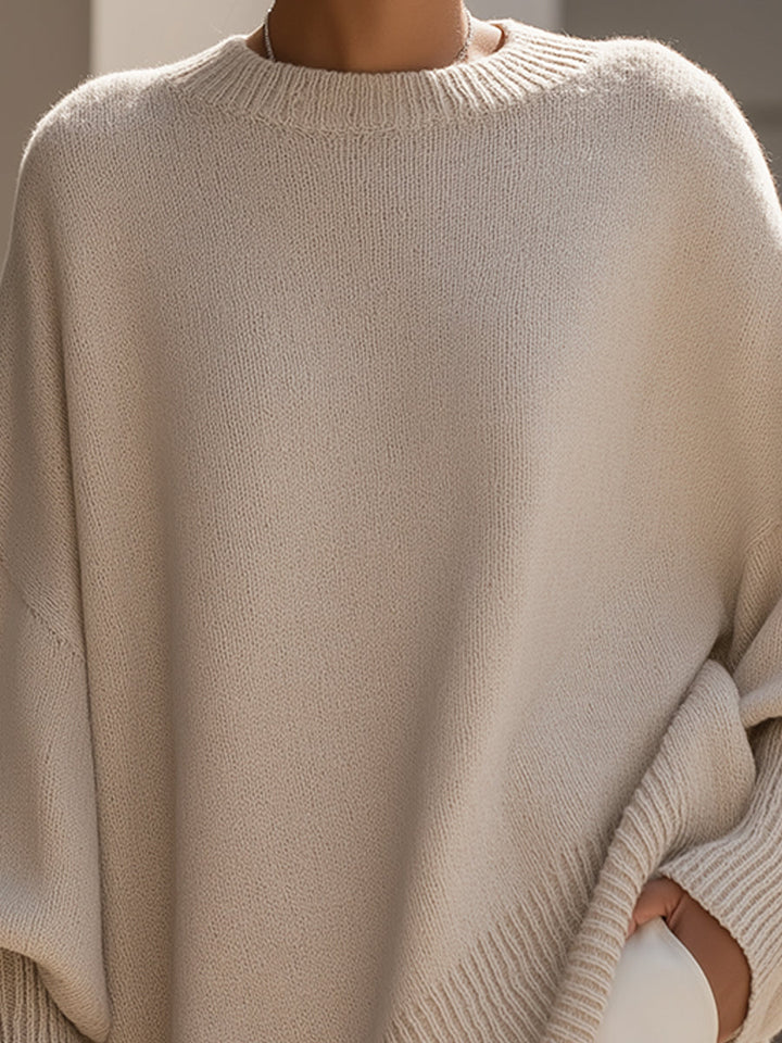 Oversized rib-knit pullover for women for autumn, loose fit