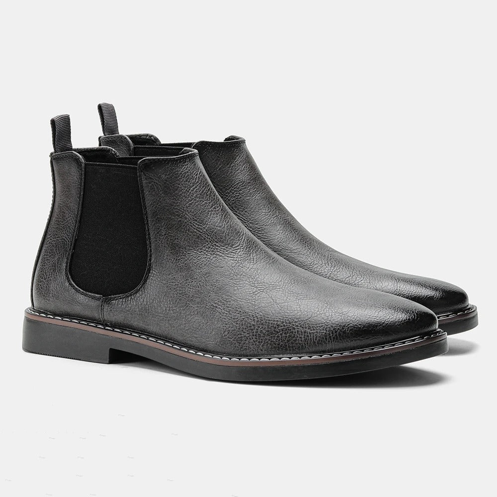 Bottines Chelsea homme en cuir à enfiler, hauteur cheville, pour l’automne