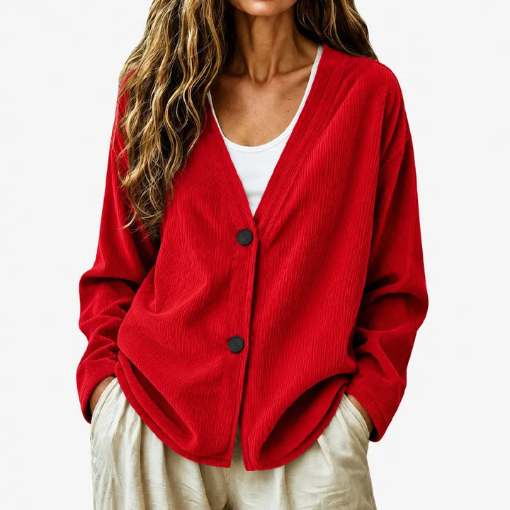 Women's V-neck knitted button-up cardigan for autumn
