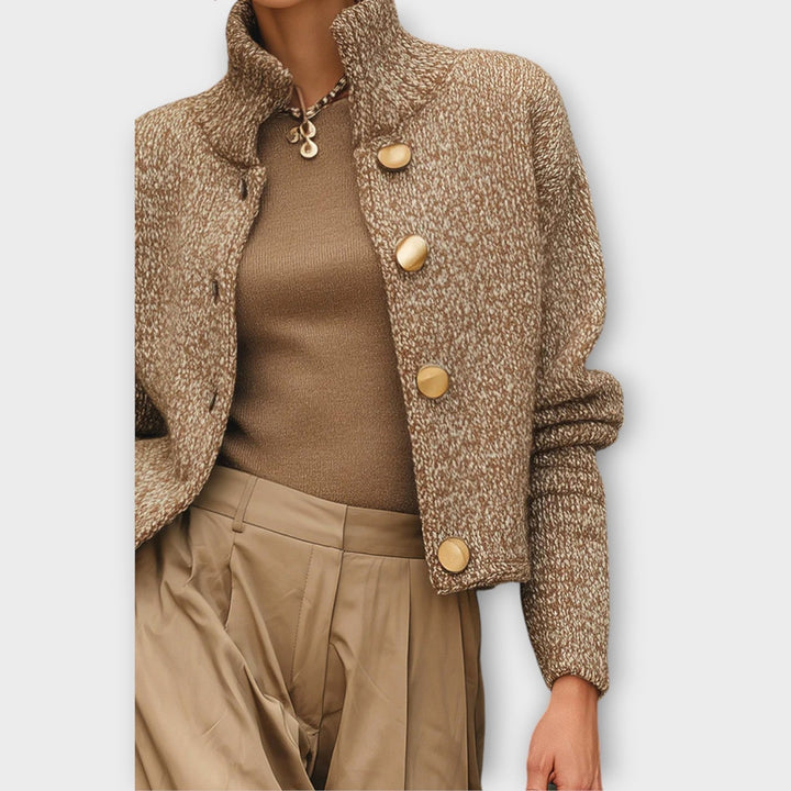 Veste femme courte en maille de laine, élégante, pour l’automne