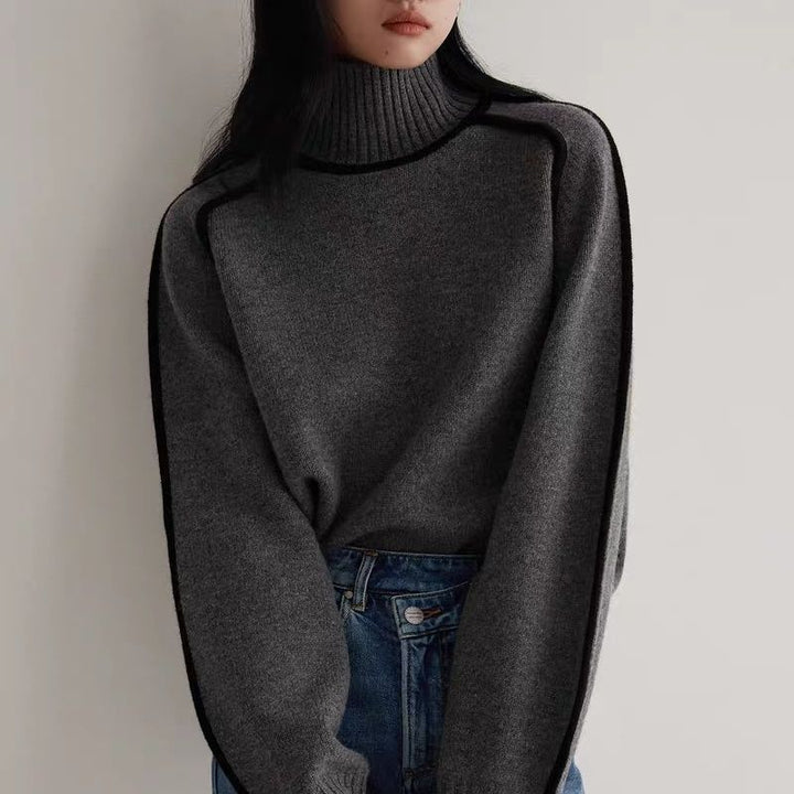 Isabelle - Pull en maille élégant à col montant pour un look classique et confortable.