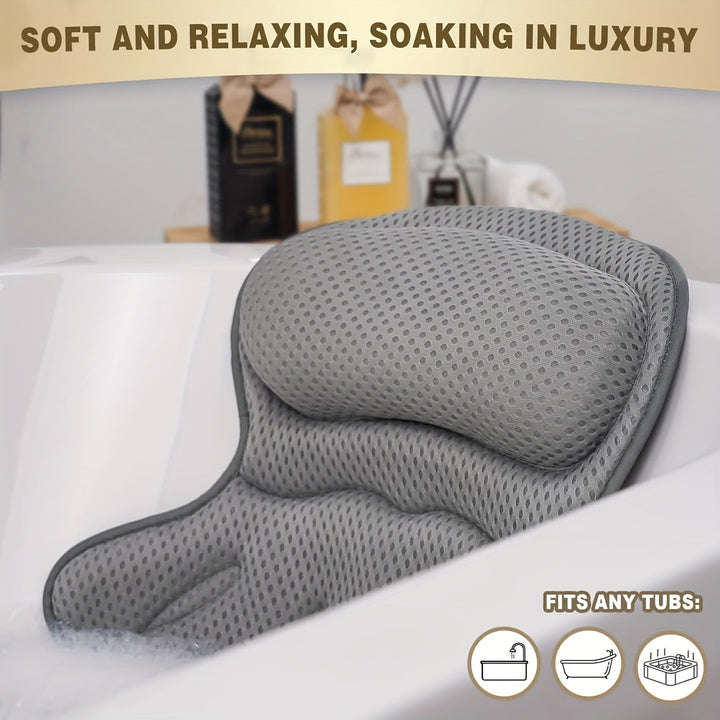 Coussin de bain LuxieSpa 4D Luxe - Coussin respirant avec support pour le cou et le dos pour un bain relaxant