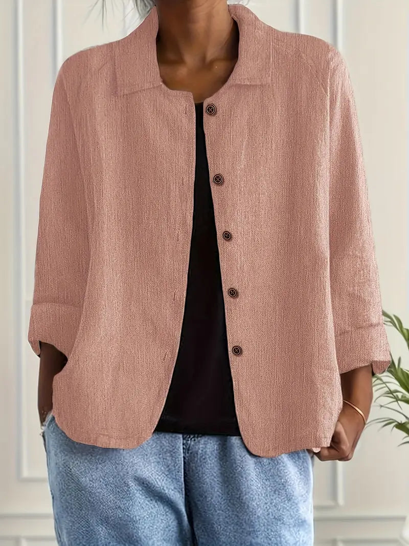 Lightweight women's cotton shirt cardigan, button-up autumn vest
