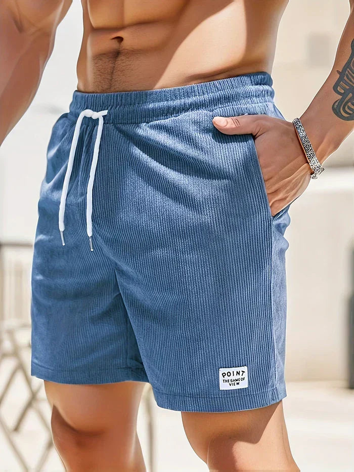 Short casual pour hommes confortables avec taille élastique et cordon de serrage réglable - Tissu structuré moderne pour un look élégant.