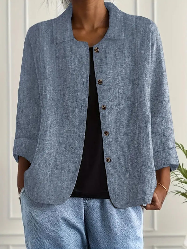 Lightweight women's cotton shirt cardigan, button-up autumn vest