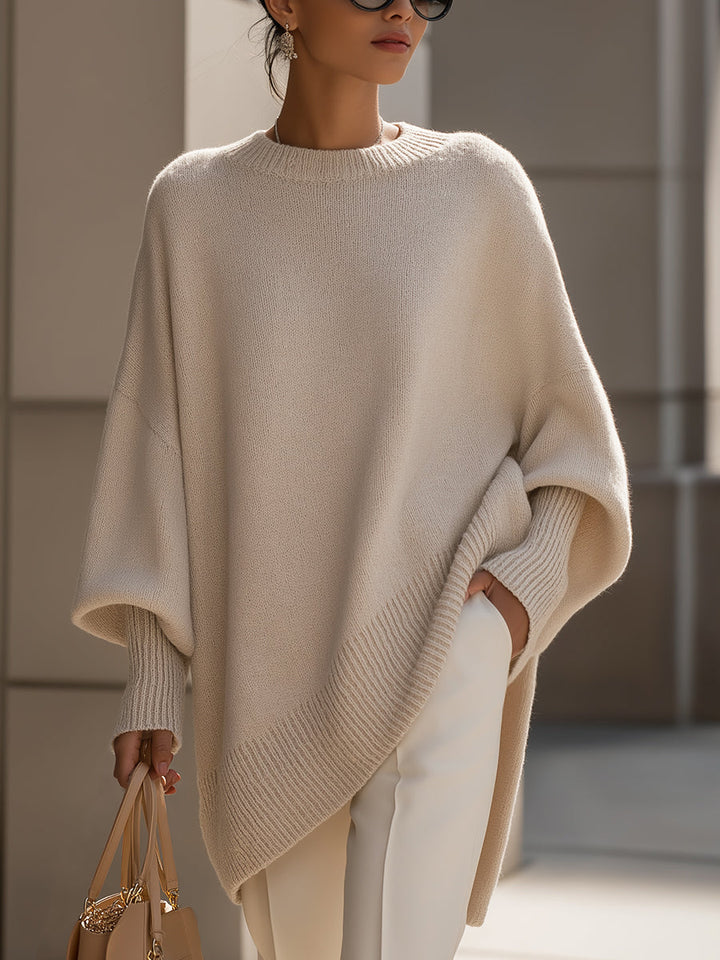 Oversized rib-knit pullover for women for autumn, loose fit