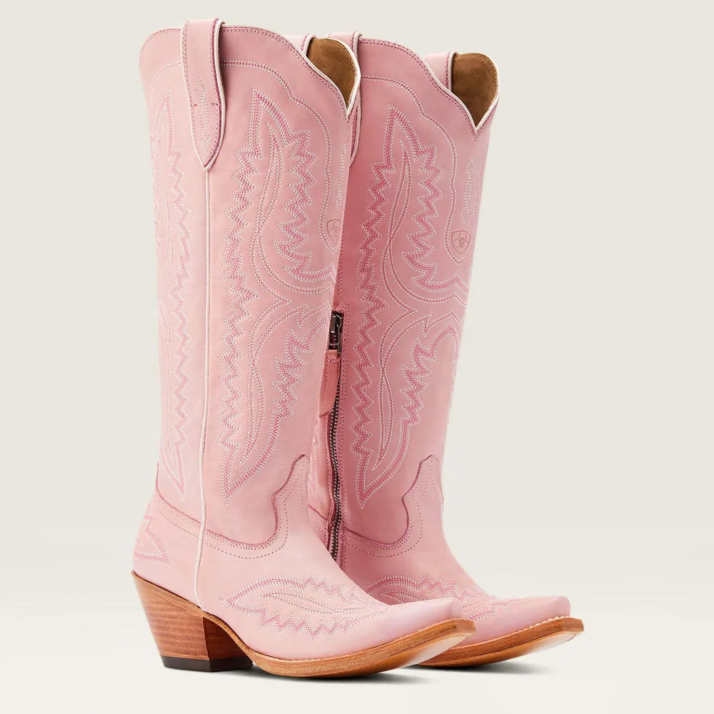 Bottes western femme en daim brodé avec talon cubain, style cowboy pour l’automne