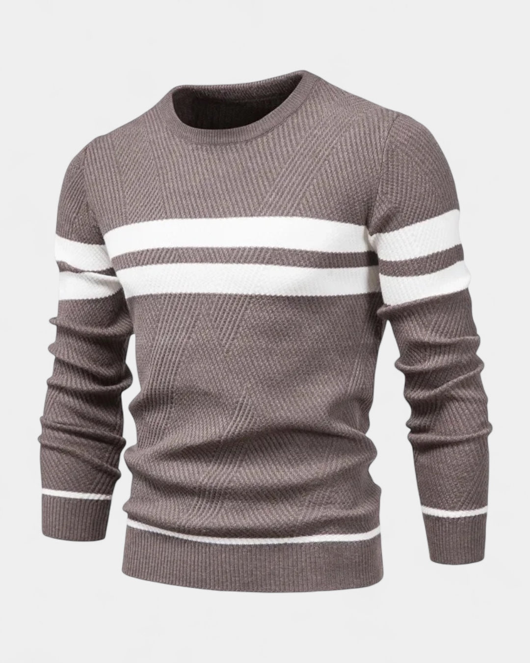 Pull homme en coton rayé à col rond, coupe slim, pour l’automne