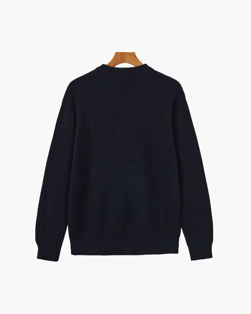 Pull homme en coton à col rond, à rayures, en maille pour l’automne