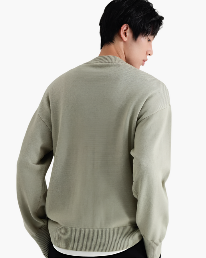 Pull homme en laine à col montant, chaud, en maille, pour l’automne