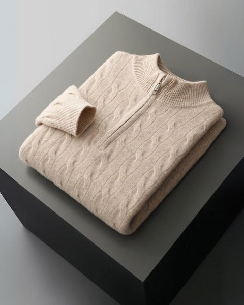 Pull homme en laine mérinos pour l’automne, pull en maille à demi-zip