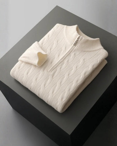 Pull homme en laine mérinos pour l’automne, pull en maille à demi-zip