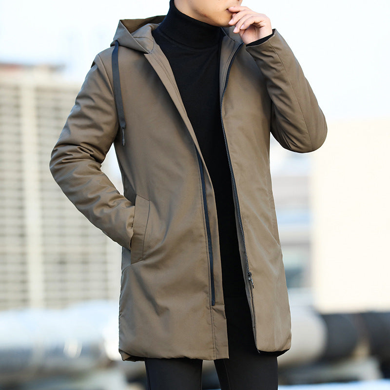 Parka homme mi-longue à capuche doublée matelassée, manteau d'hiver chaud au style urbain