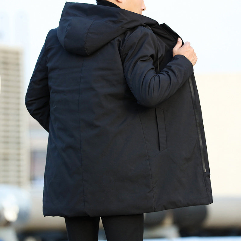 Parka homme mi-longue à capuche doublée matelassée, manteau d'hiver chaud au style urbain