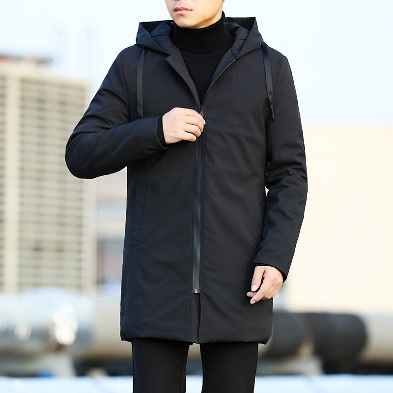 Parka homme mi-longue à capuche doublée matelassée, manteau d'hiver chaud au style urbain