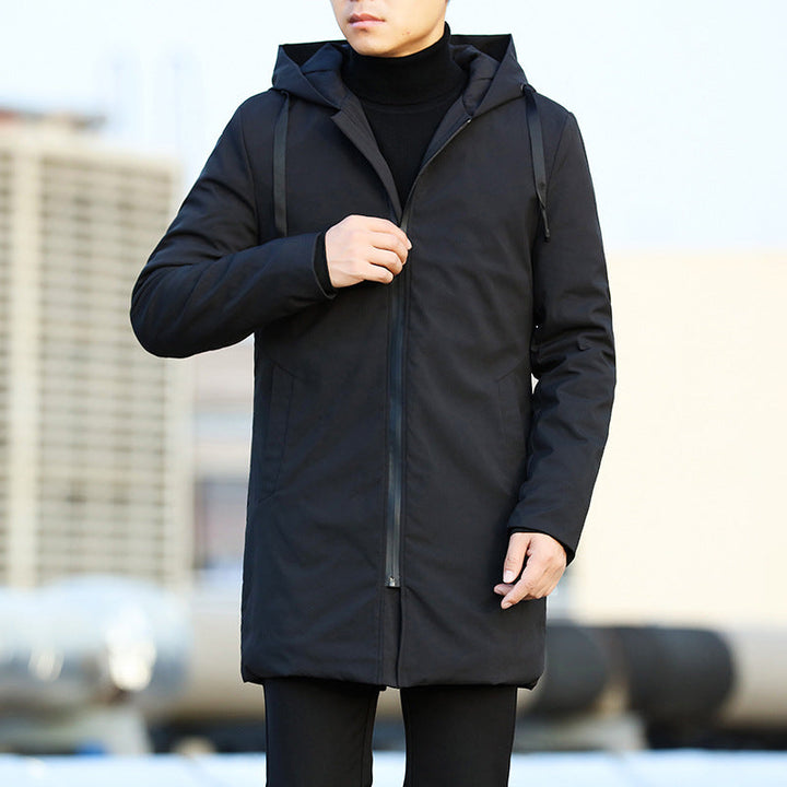 Parka homme mi-longue à capuche doublée matelassée, manteau d'hiver chaud au style urbain