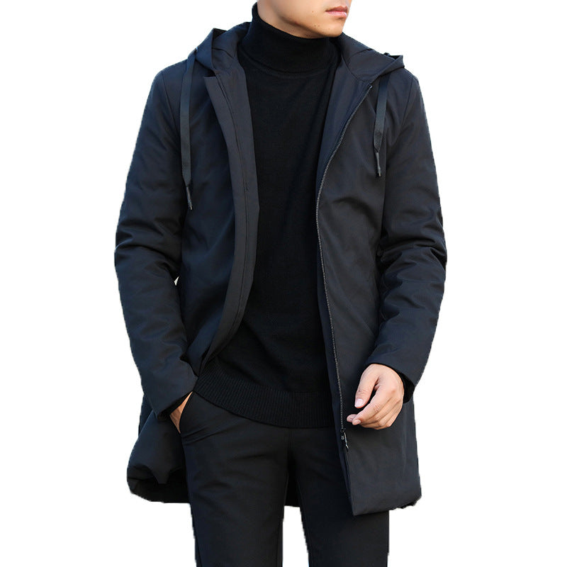 Parka homme mi-longue à capuche doublée matelassée, manteau d'hiver chaud au style urbain