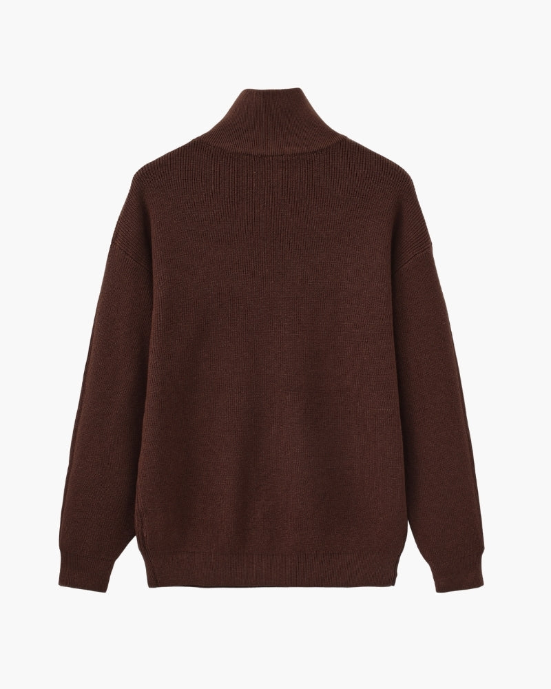Pull en laine pour homme à col zippé, côtelé, style smart casual, automne