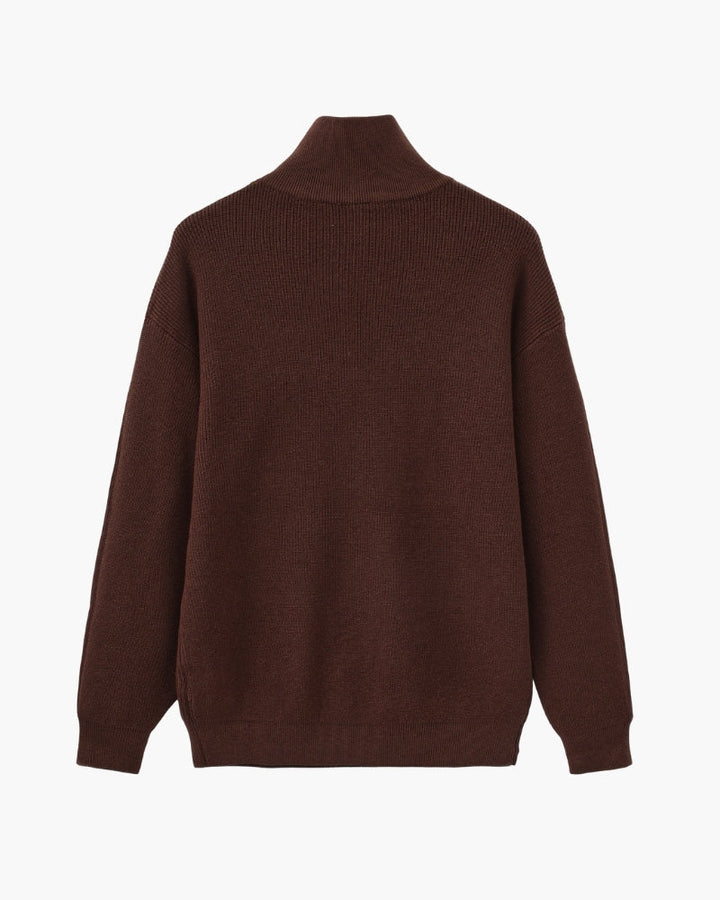 Pull en laine pour homme à col zippé, côtelé, style smart casual, automne