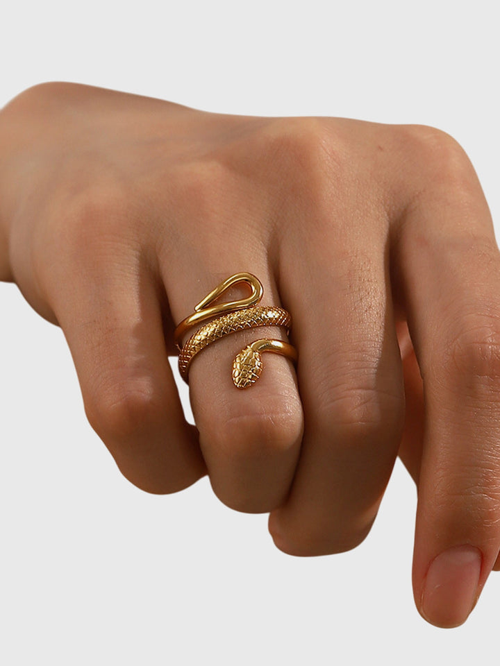 Bague femme réglable en forme de serpent, en acier chirurgical, style automnal