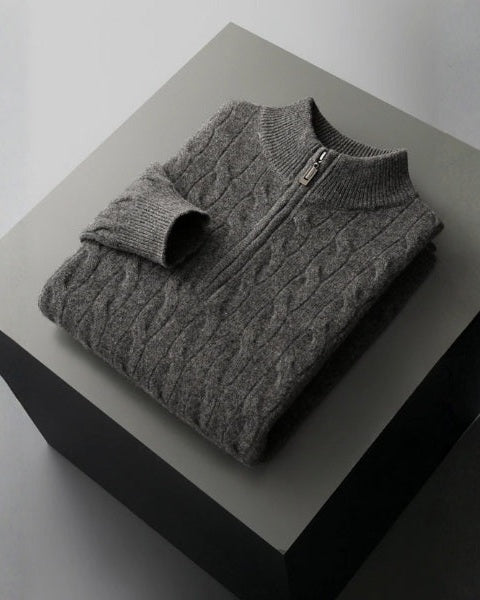 Pull homme en laine mérinos pour l’automne, pull en maille à demi-zip