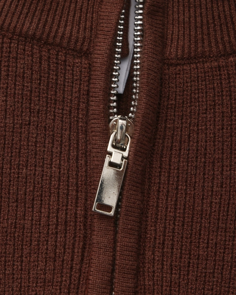 Pull en laine pour homme à col zippé, côtelé, style smart casual, automne