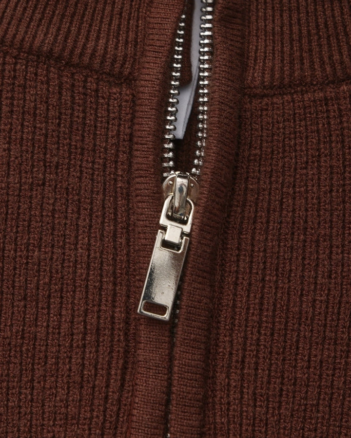 Pull en laine pour homme à col zippé, côtelé, style smart casual, automne