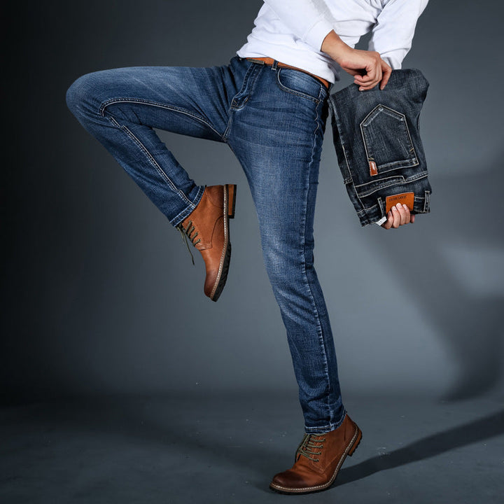 Men's slim-fit stretch cotton jeans for autumn