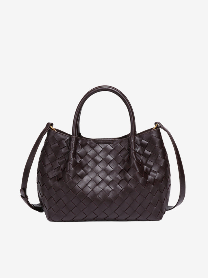 Grand sac à bandoulière pour femme en cuir tressé, collection automne