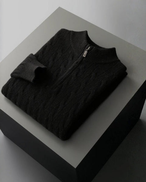Pull homme en laine mérinos pour l’automne, pull en maille à demi-zip