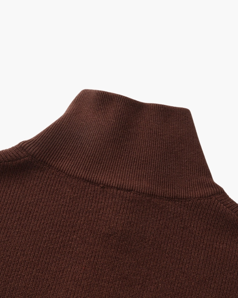 Pull en laine pour homme à col zippé, côtelé, style smart casual, automne