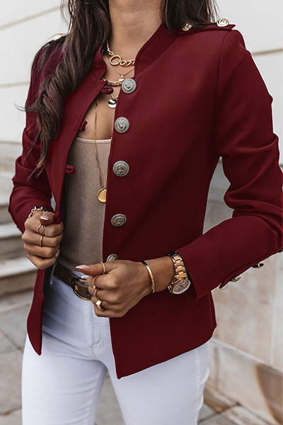 Alma | Blazer chic pour femme avec col montant et boutons luxueux - Parfait pour un veston décontracté à l'extérieur