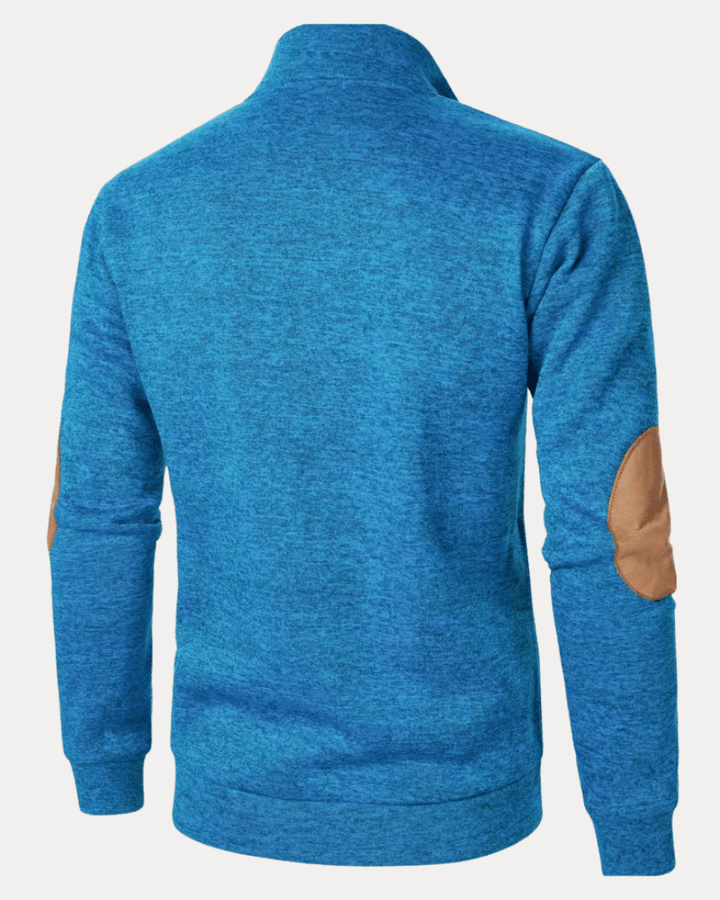 Pull homme en laine à col montant chiné avec écussons, collection automne