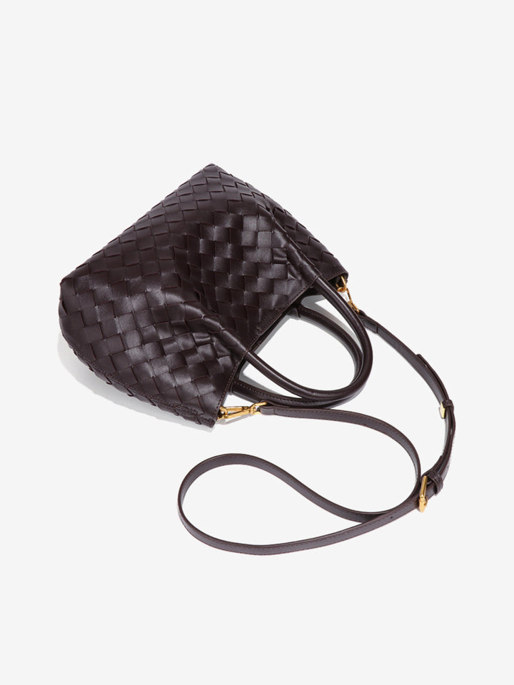 Grand sac à bandoulière pour femme en cuir tressé, collection automne
