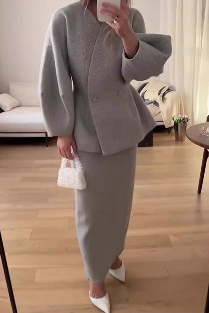 Elegant autumn knit set for women, two pieces
