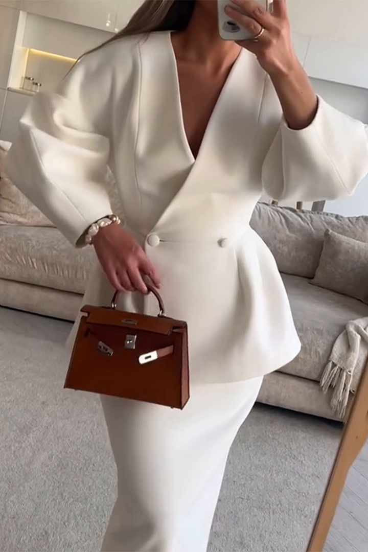 Elegant autumn knit set for women, two pieces