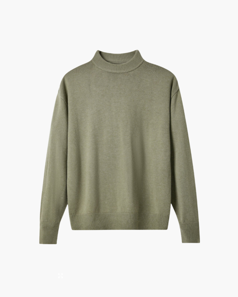 Pull homme en laine à col montant, chaud, en maille, pour l’automne