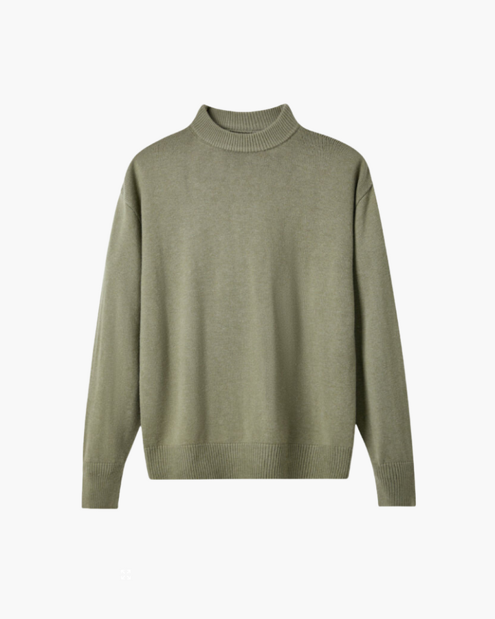 Pull homme en laine à col montant, chaud, en maille, pour l’automne