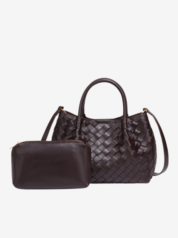Grand sac à bandoulière pour femme en cuir tressé, collection automne
