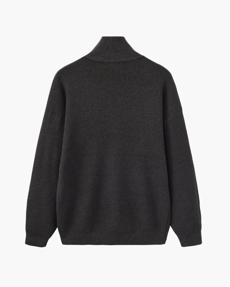 Pull en laine pour homme à col zippé, côtelé, style smart casual, automne