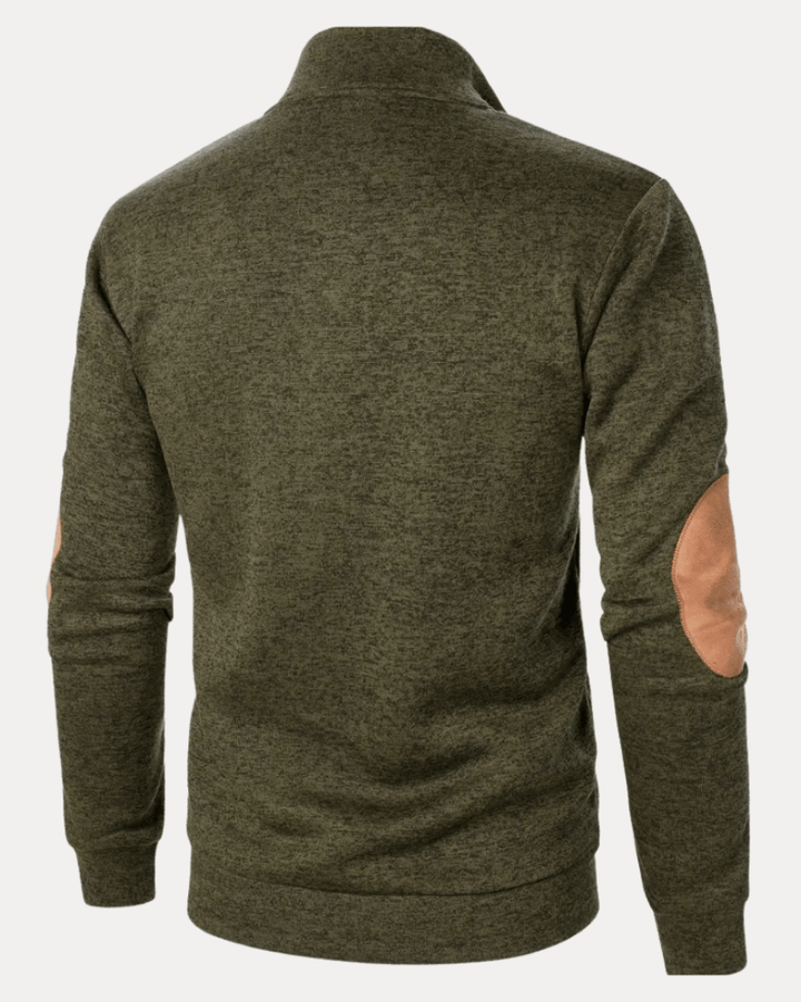 Pull homme en laine à col montant chiné avec écussons, collection automne