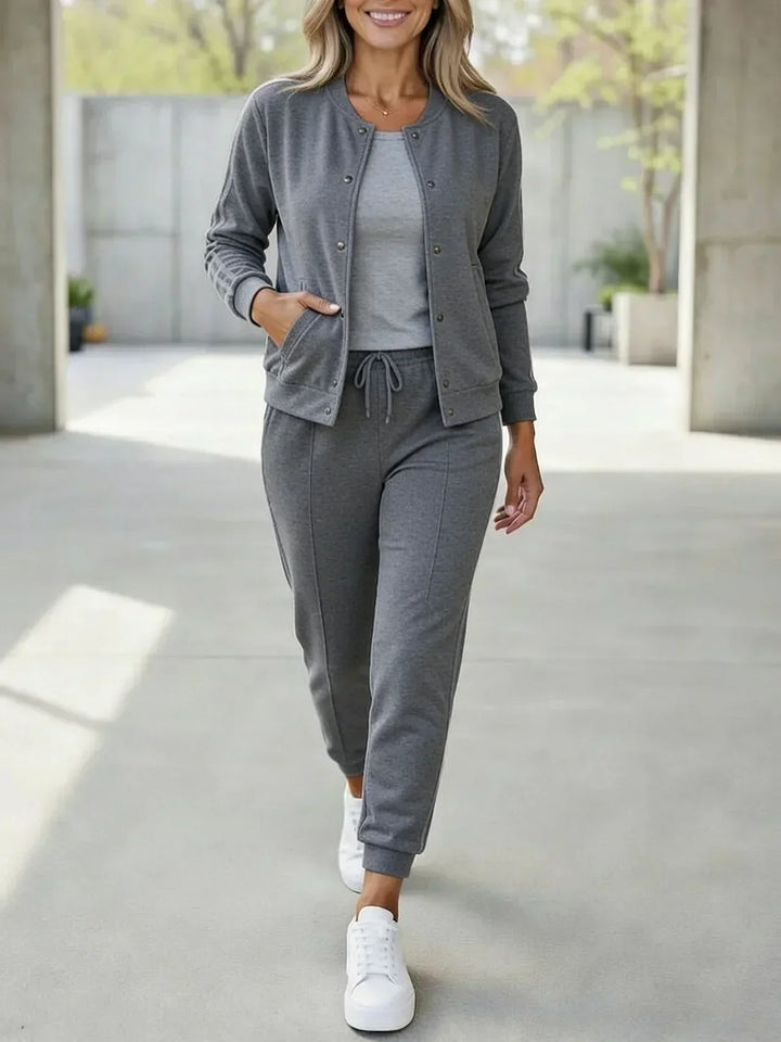 Ensemble de survêtement pour femme 3 pièces avec pantalon et haut en coton, pour l’automne
