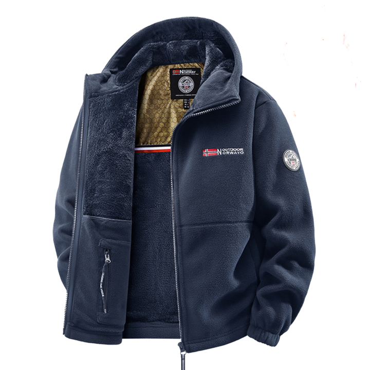 Warm men's winter hooded windproof jacket for autumn