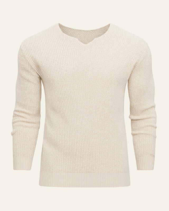 Men’s knit sweater for fall, soft V-neck sweater for cool days