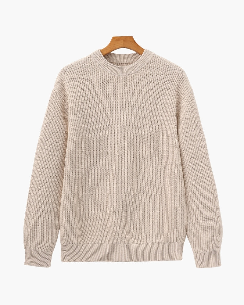 Pull homme en coton à col rond, à rayures, en maille pour l’automne