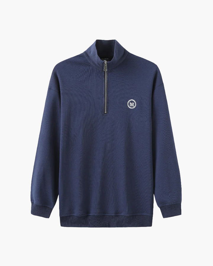 Men's zip-up cotton sweatshirt with a stand collar, in a casual autumn style