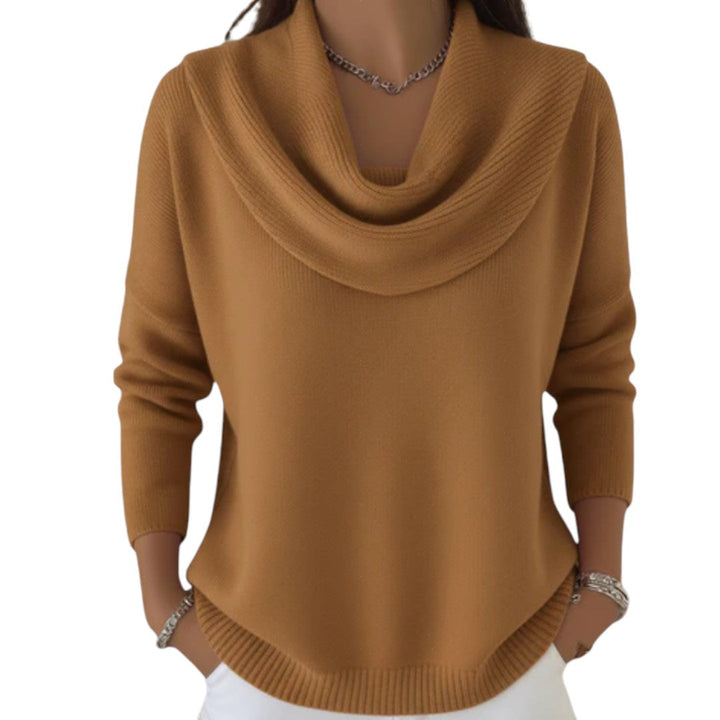 Pull femme col bénitier en maille douce, pull ample et chaud pour l'automne et l'hiver