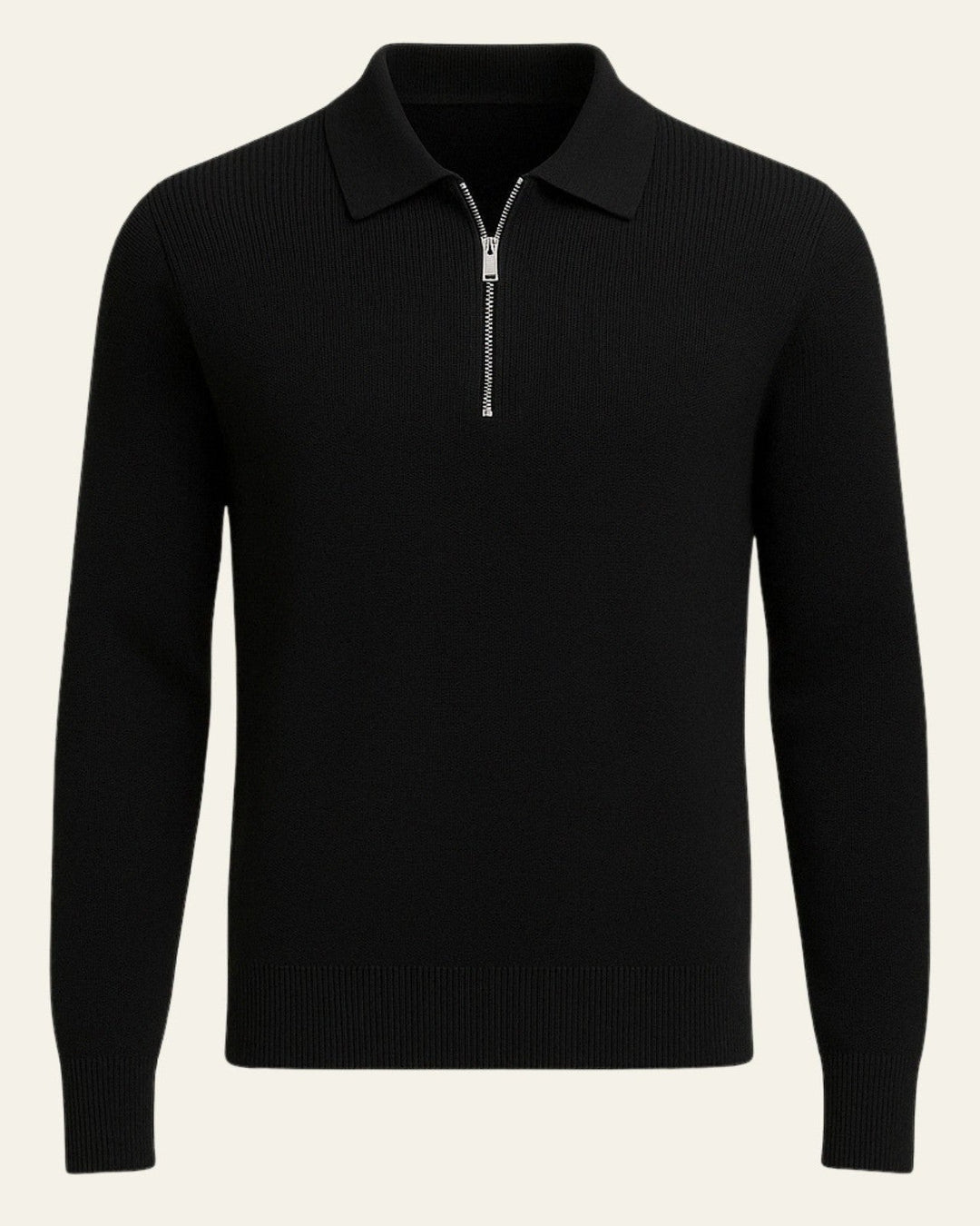 Men's cotton knit sweater with zipper | Warm autumn style
